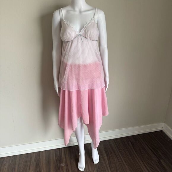Vintage Lace Slip Top Lingerie With Bow Pink Blush - Picture 4 of 9